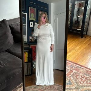 Smocked waist white maxi